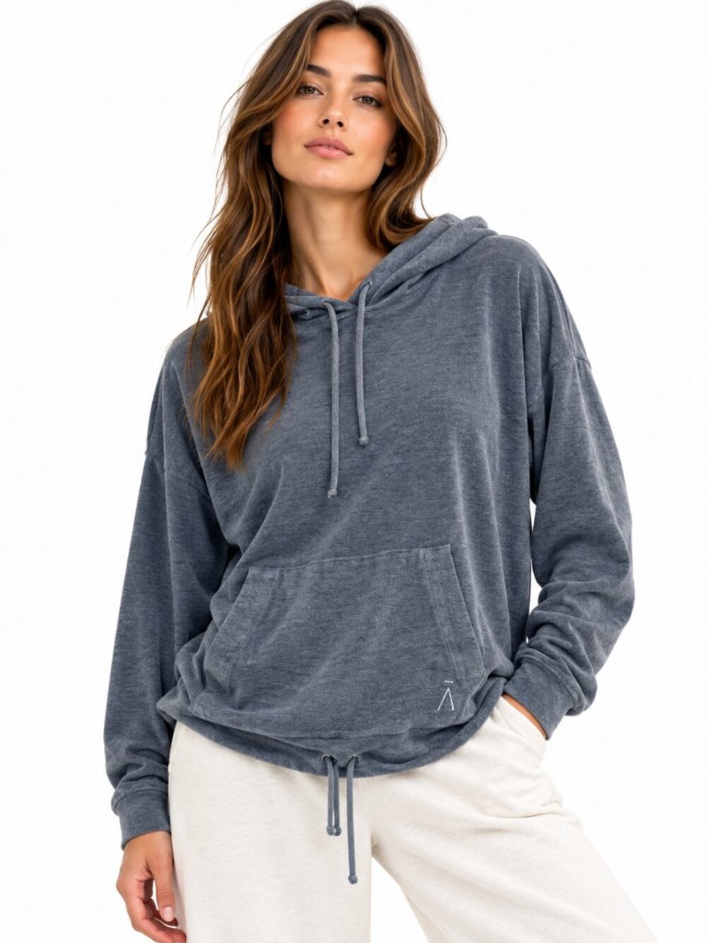 Aman Essentials Gray Lightweight Logo Hoodie Made in Italy XS
